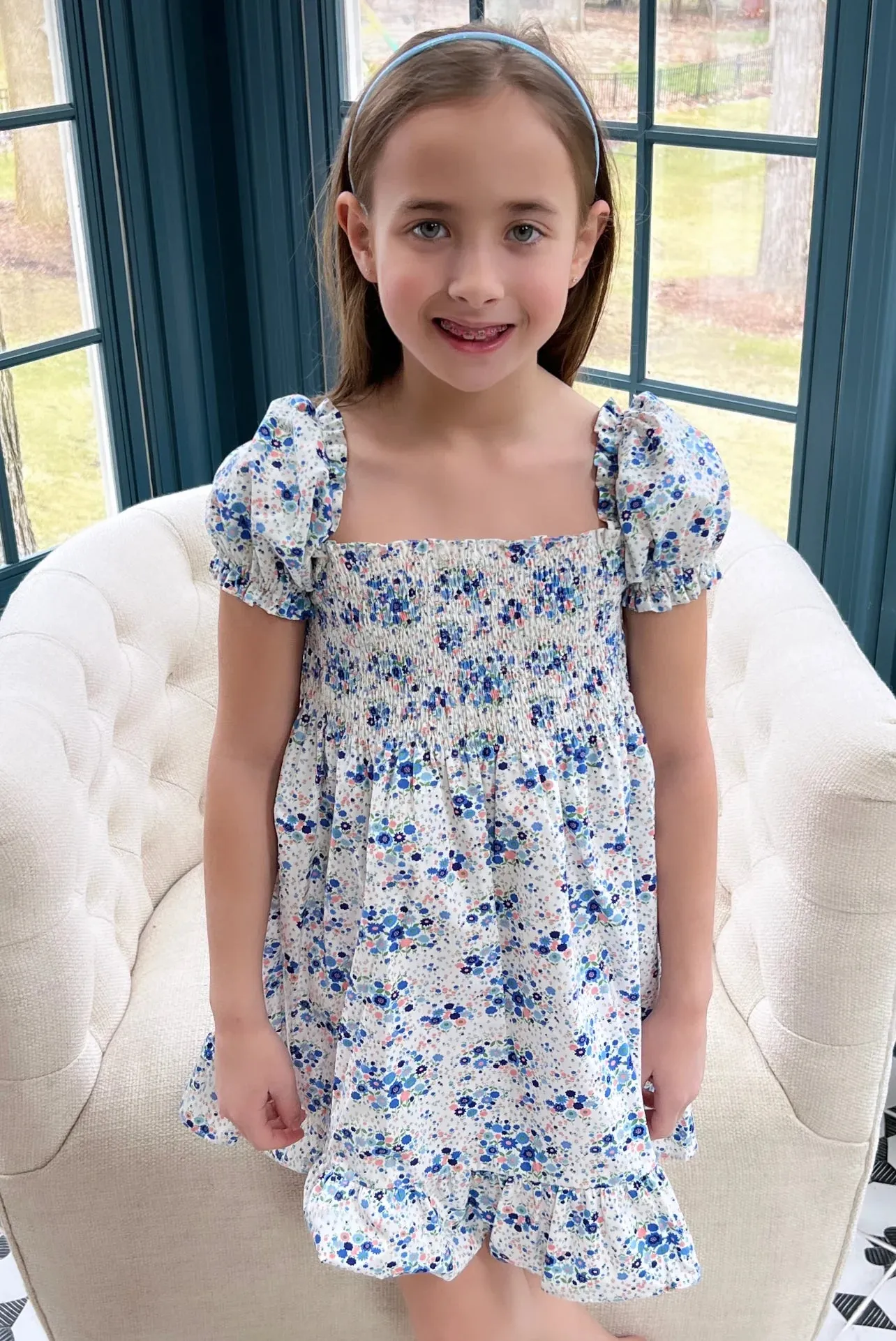 Be Elizabeth by James & Lottie - Fall Floral Smocked Short Sleeve Dress