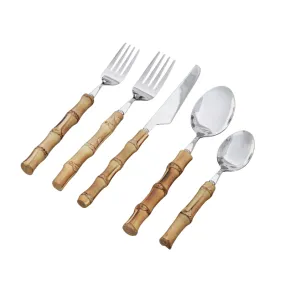 Beatriz Ball Vida Bamboo Flatware Set of 5 - Silver and Natural