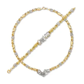 Better Jewelry 10K Yellow Gold XO Set (Necklace   Bracelet)