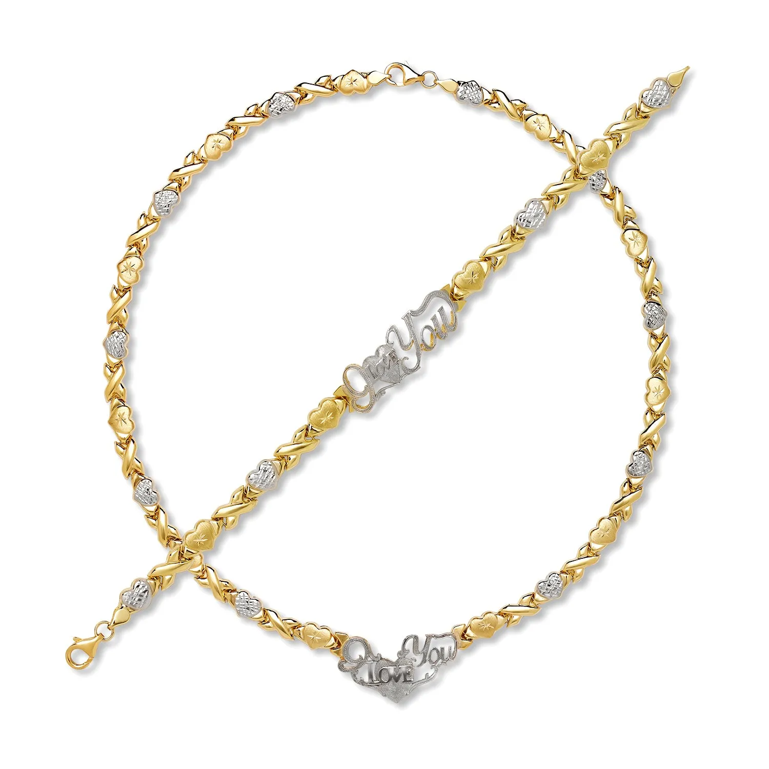 Better Jewelry 10K Yellow Gold XO Set (Necklace   Bracelet)