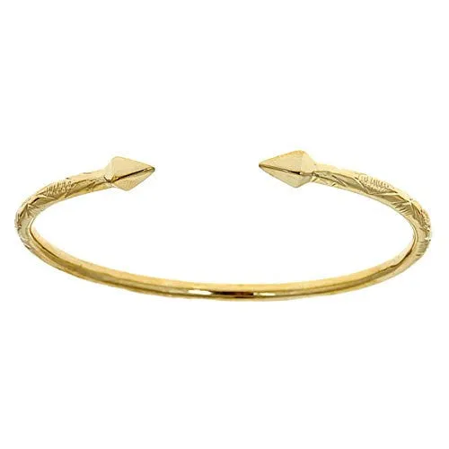 Better Jewelry 14K Yellow Gold West Indian Bangle w. Pyramid Ends