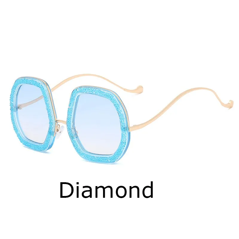 Big Frame Crystal Sun Glasses Women Cooling Designer Women Luxury Shades Lunette De Soleil Femme Googles Sunglasses Women 2022