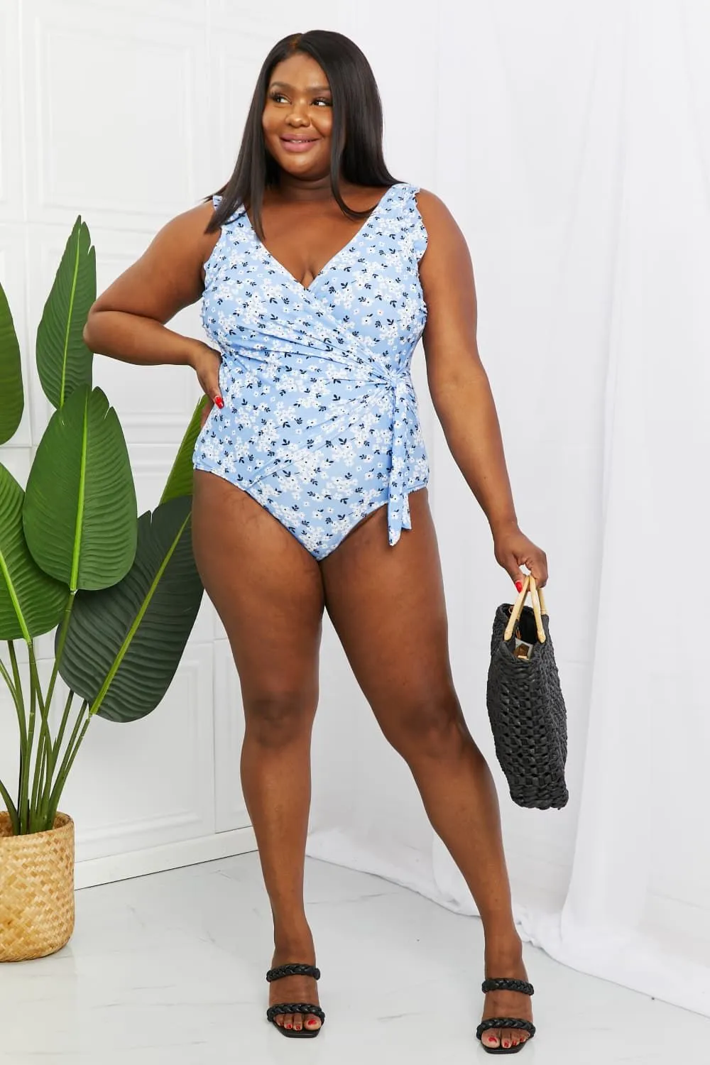 Blue Floral Bathing Suit