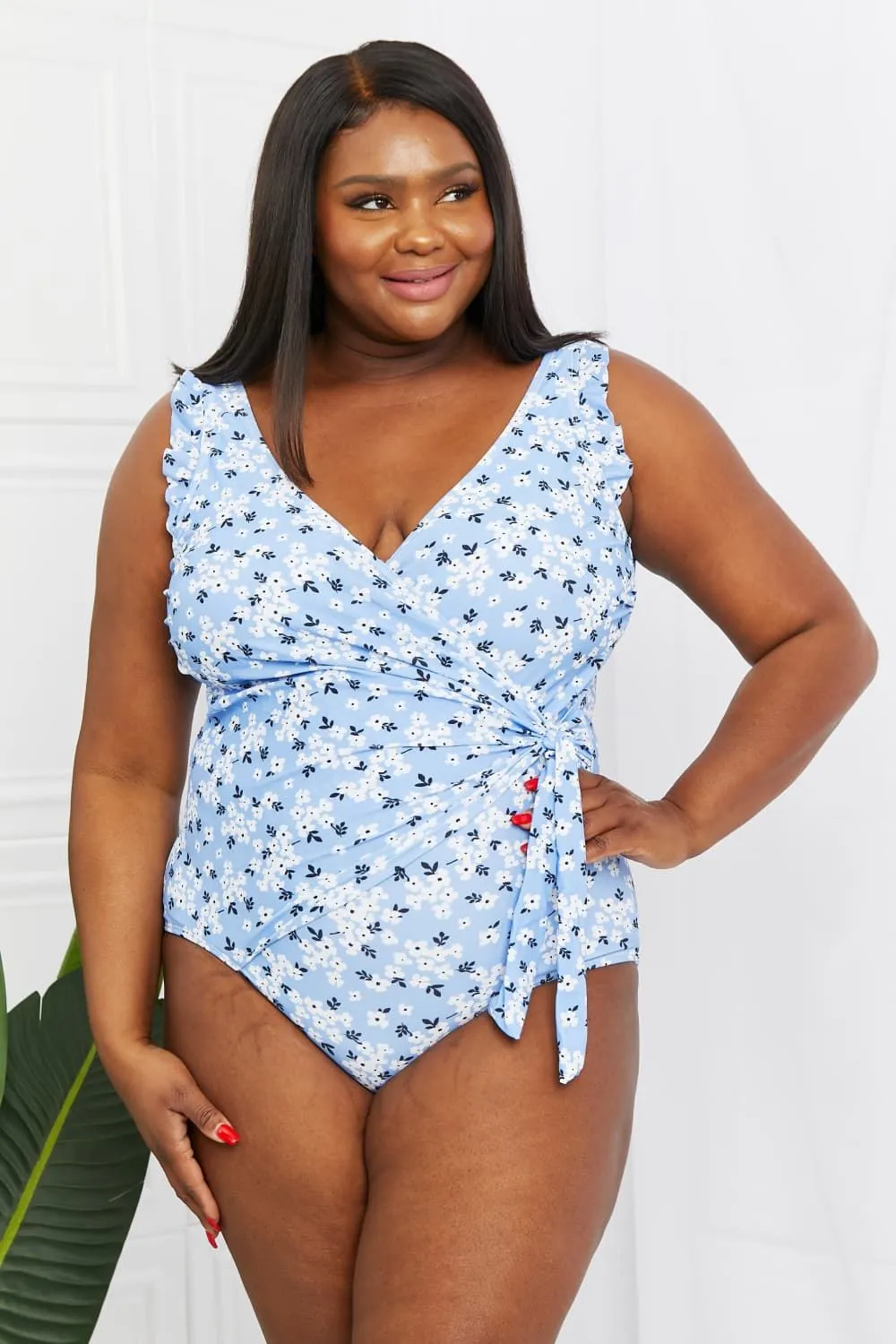 Blue Floral Bathing Suit