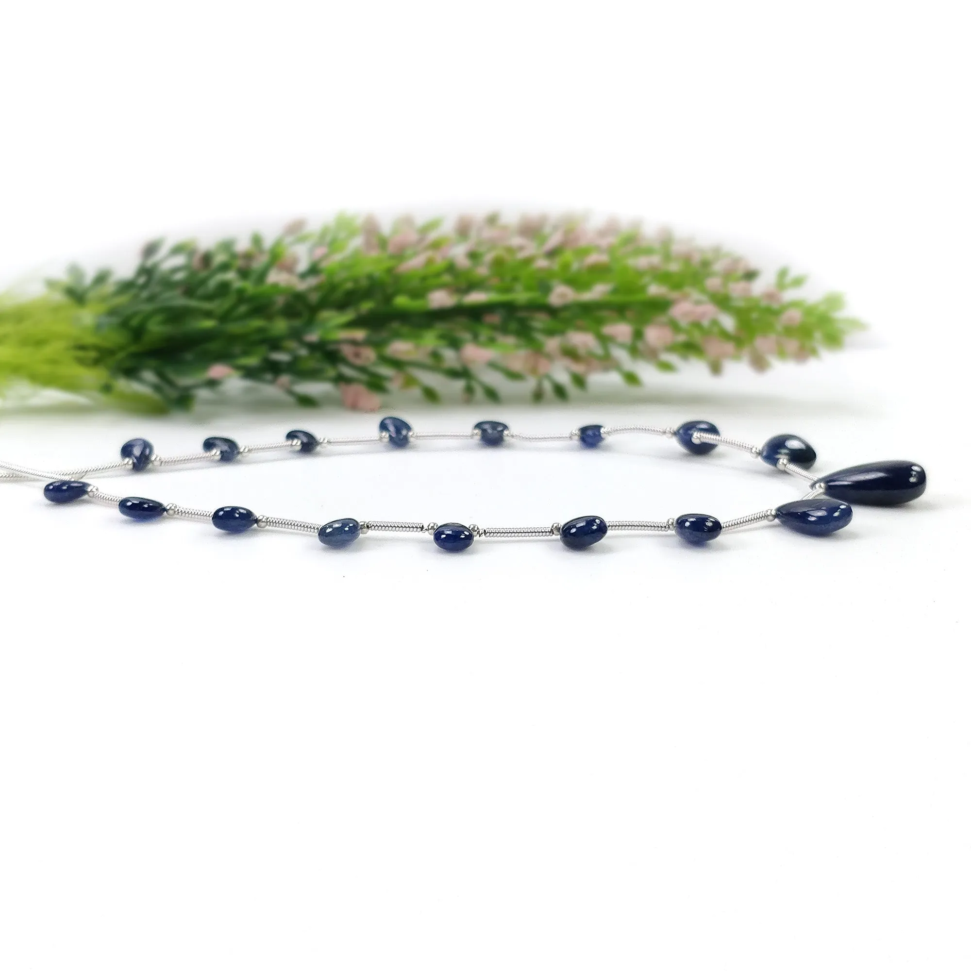 BLUE SAPPHIRE Gemstone Loose Beads : 40.95cts Natural Untreated Sapphire Plain Almond Beads 7.5*4.5mm - 16*9mm