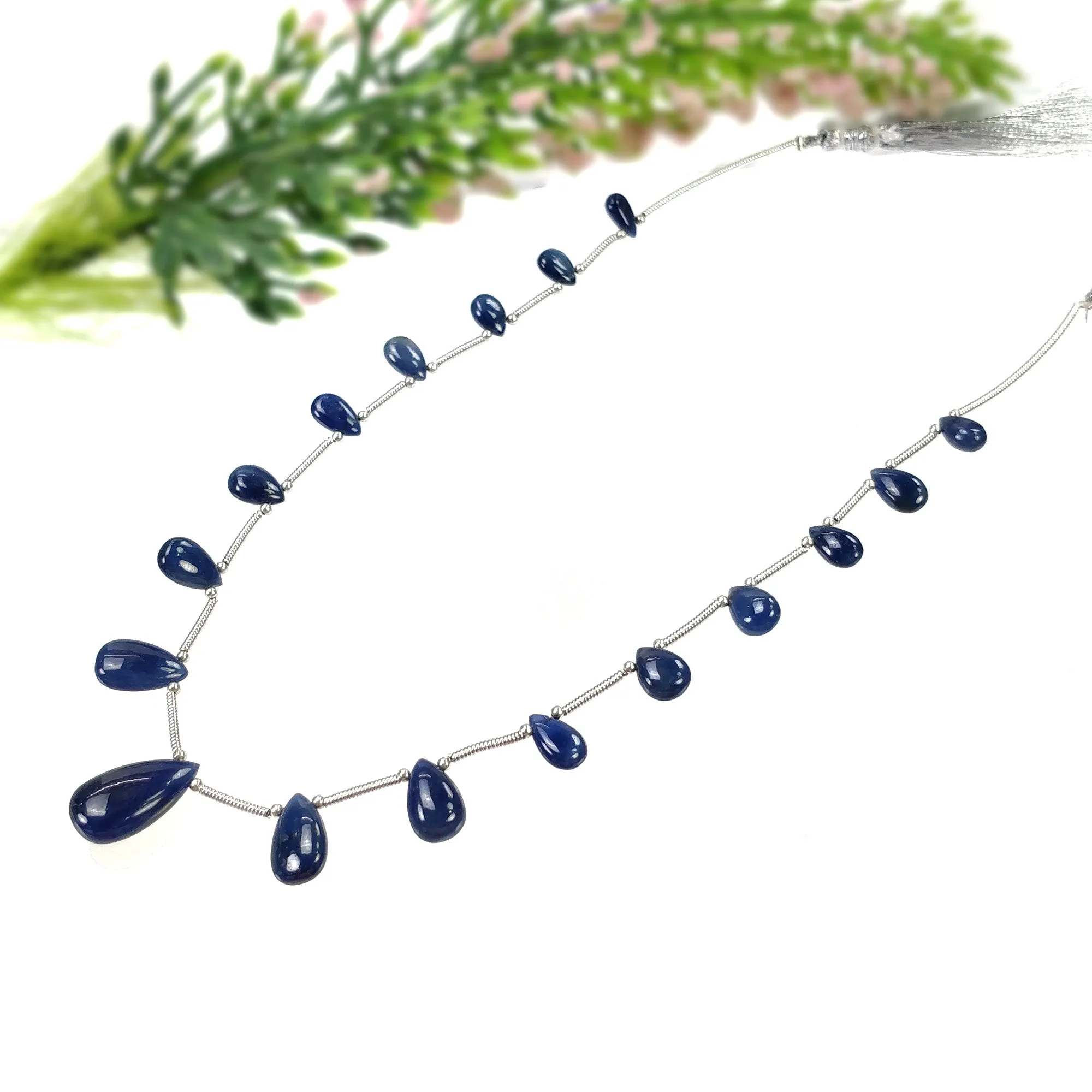 BLUE SAPPHIRE Gemstone Loose Beads : 40.95cts Natural Untreated Sapphire Plain Almond Beads 7.5*4.5mm - 16*9mm