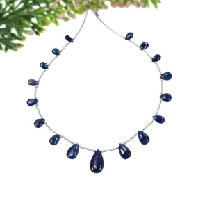 BLUE SAPPHIRE Gemstone Loose Beads : 40.95cts Natural Untreated Sapphire Plain Almond Beads 7.5*4.5mm - 16*9mm