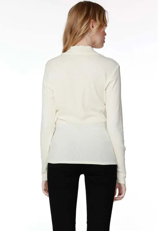 Bobi - Long Sleeve Surplice Top Cream