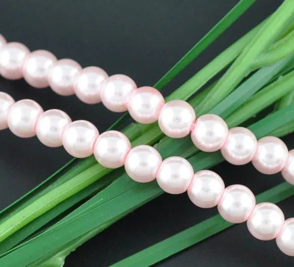 Bulk 840pcs Czech Style Pressed Glass Satin Painted Round Strand Beads Beading Jewelry Making 8mm Pink 15 strands 56pcs per string