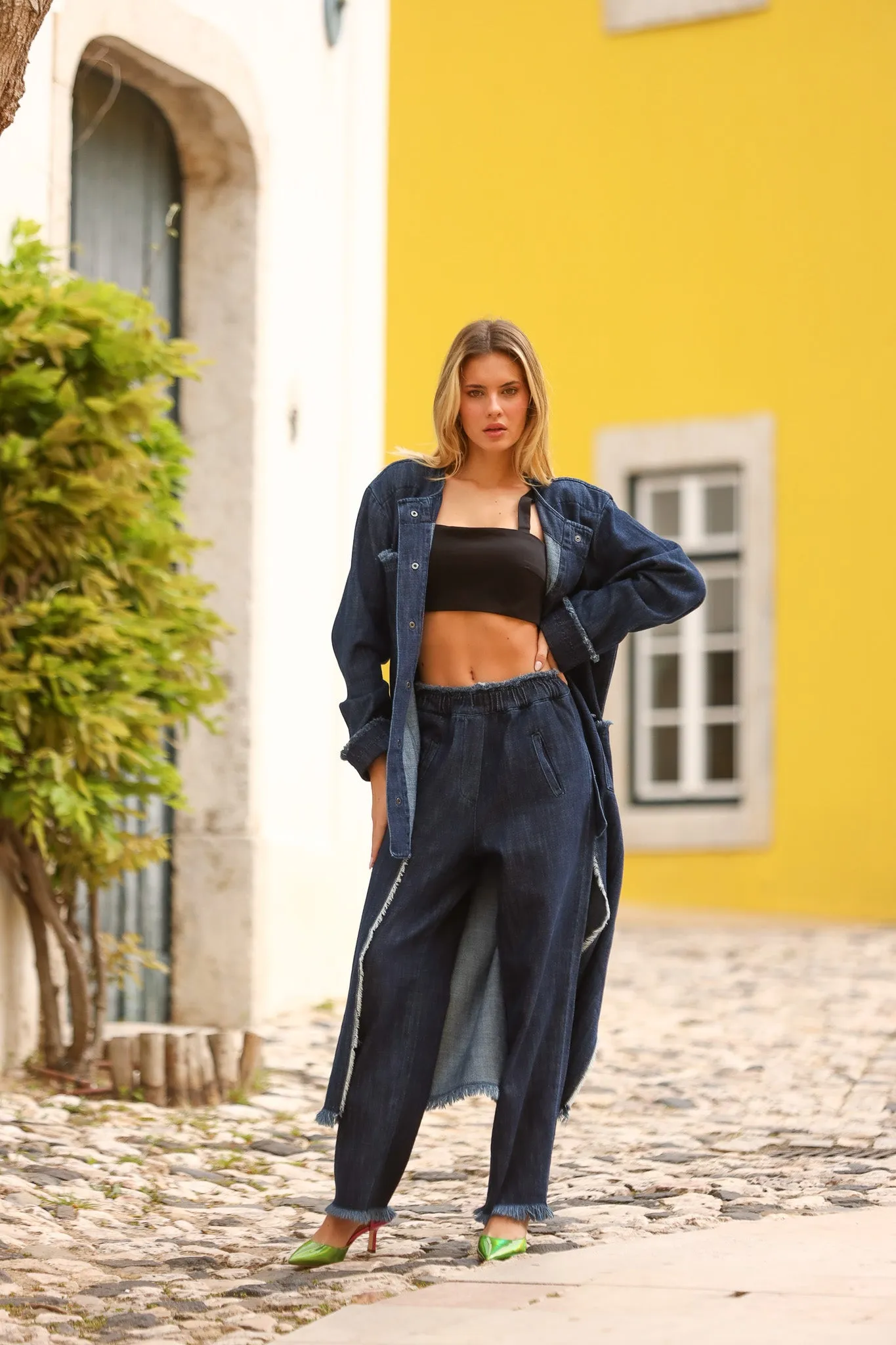 Calças Jeans com Cos de Elástico - Jijil