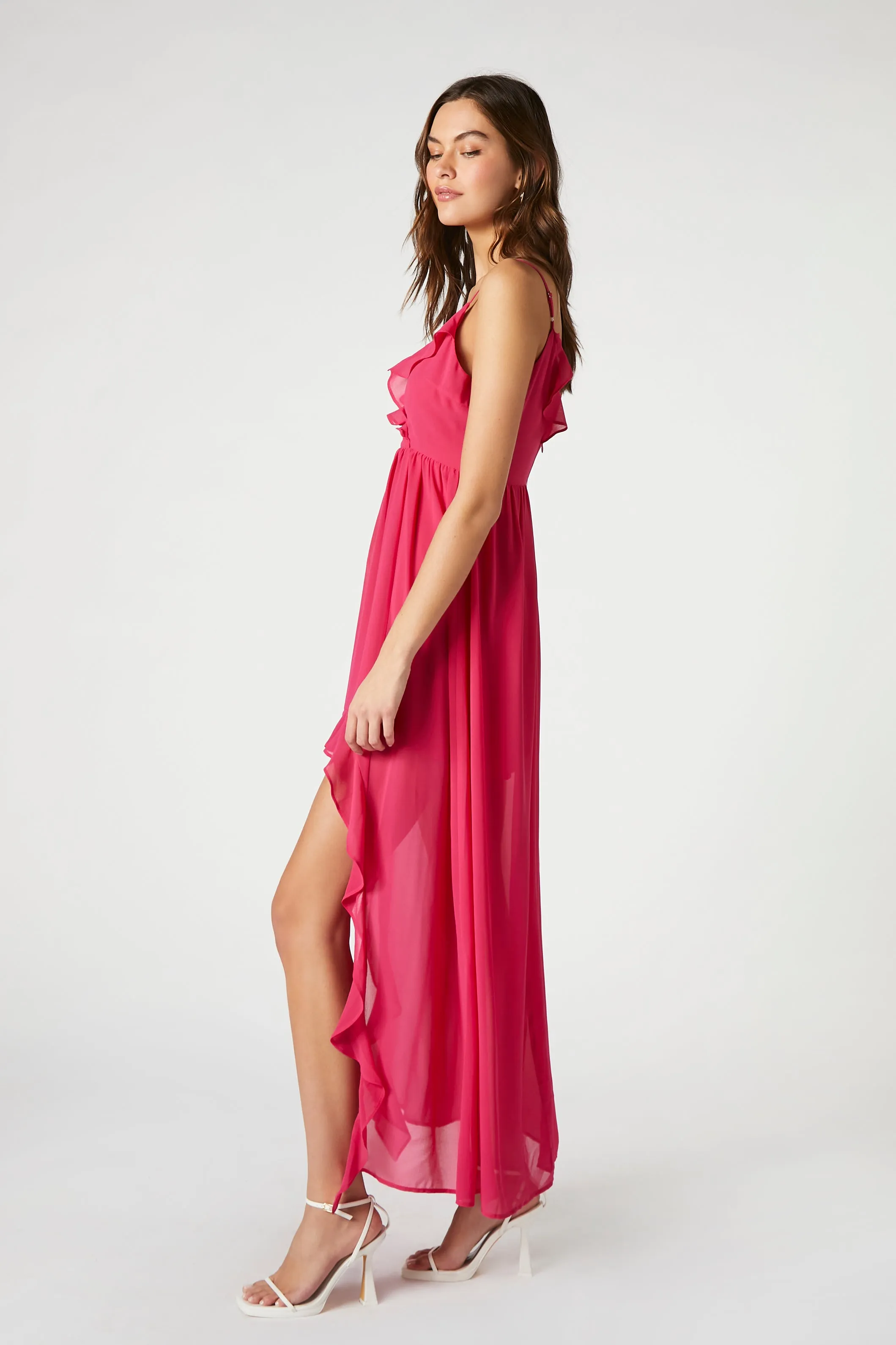 Chiffon Ruffle High-Low Dress