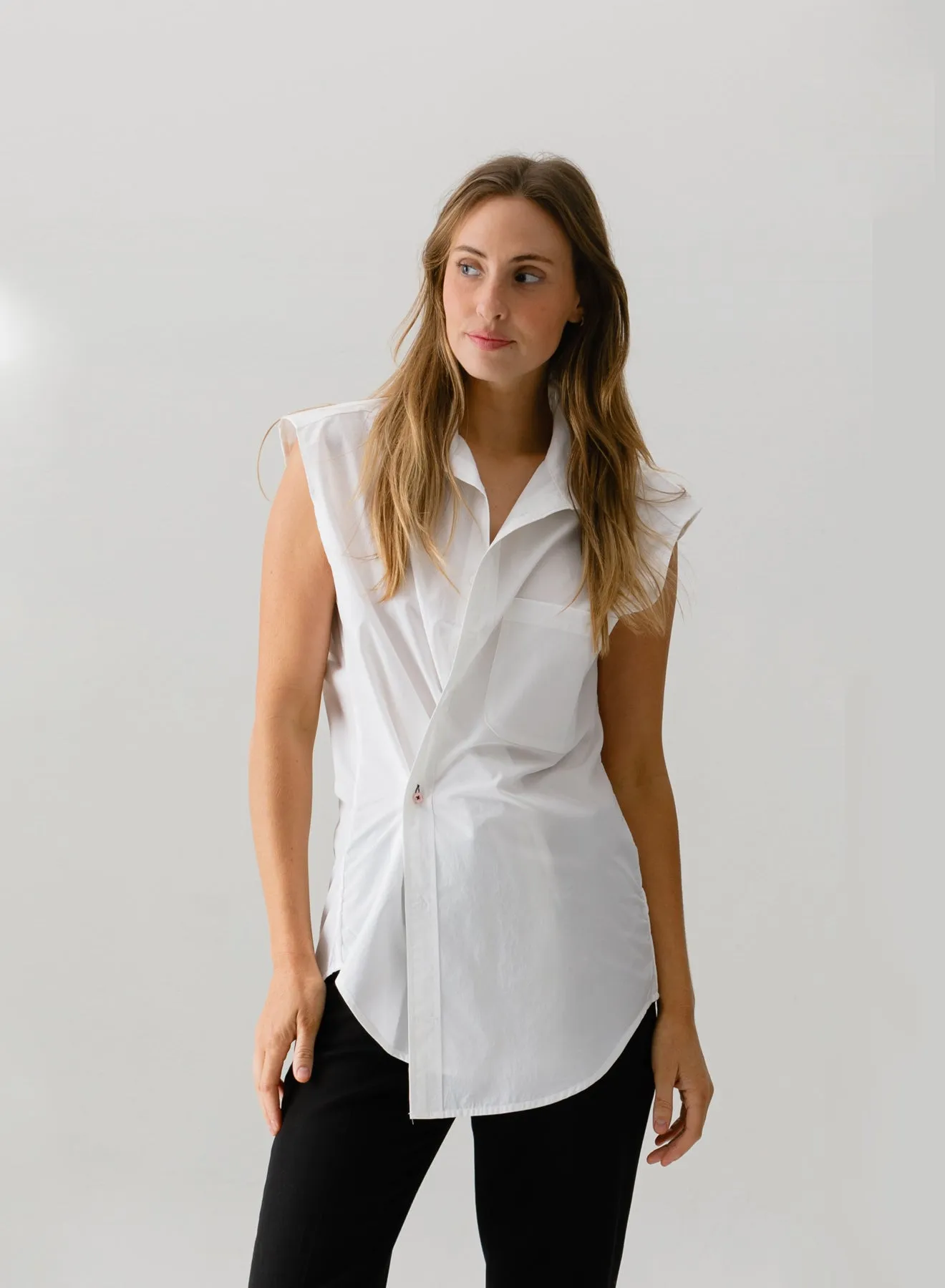 Cissa The Cutoff Shirt White Paper Cotton