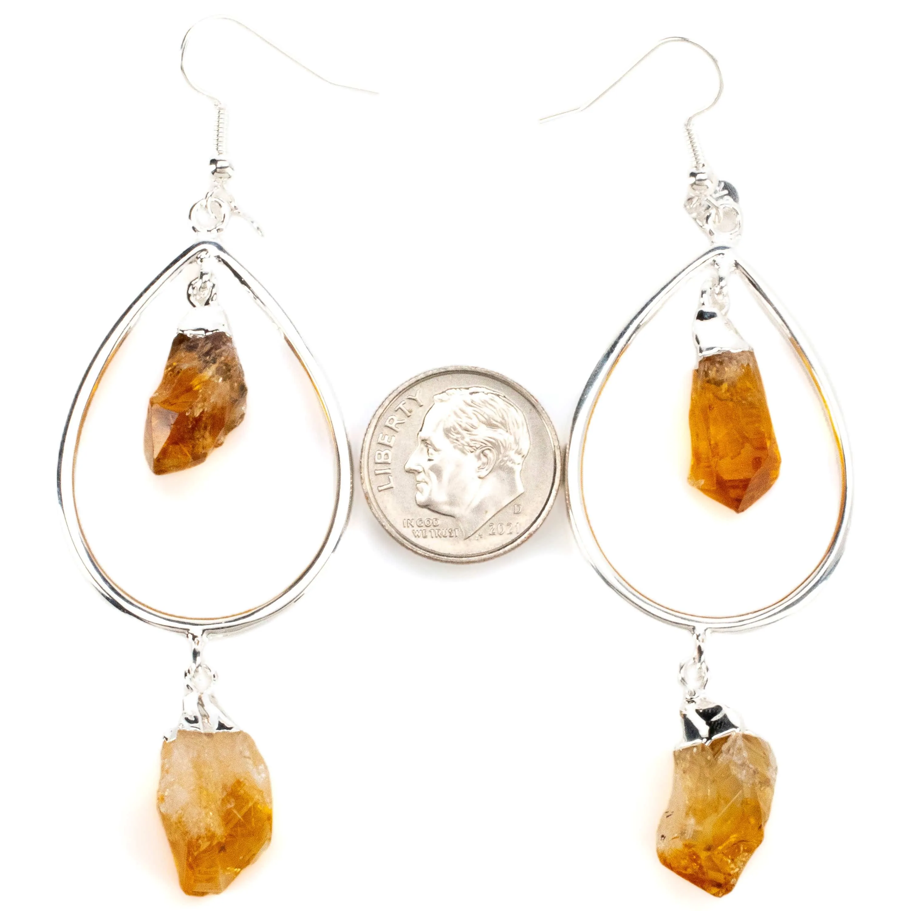 Citrine Crystal Drop Earrings with French Hook