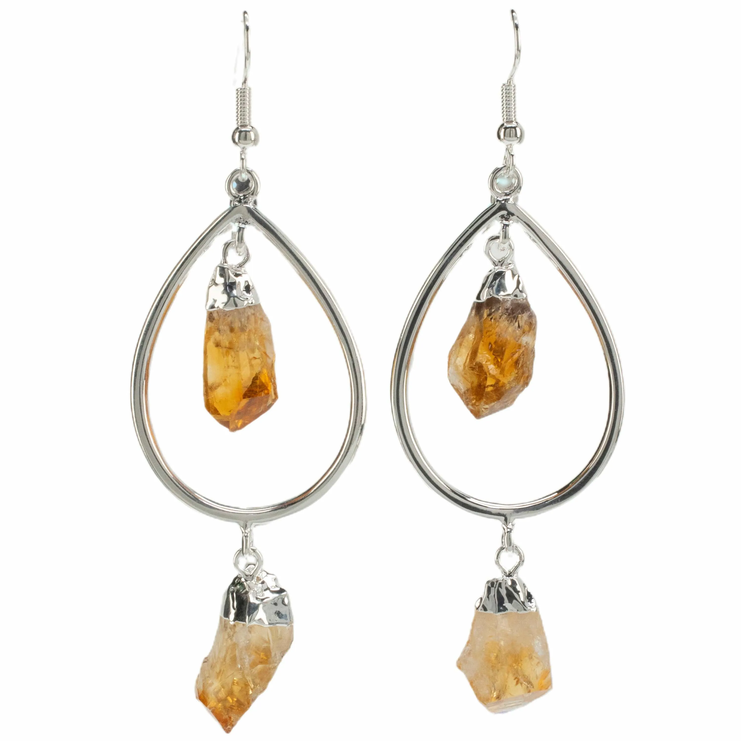 Citrine Crystal Drop Earrings with French Hook