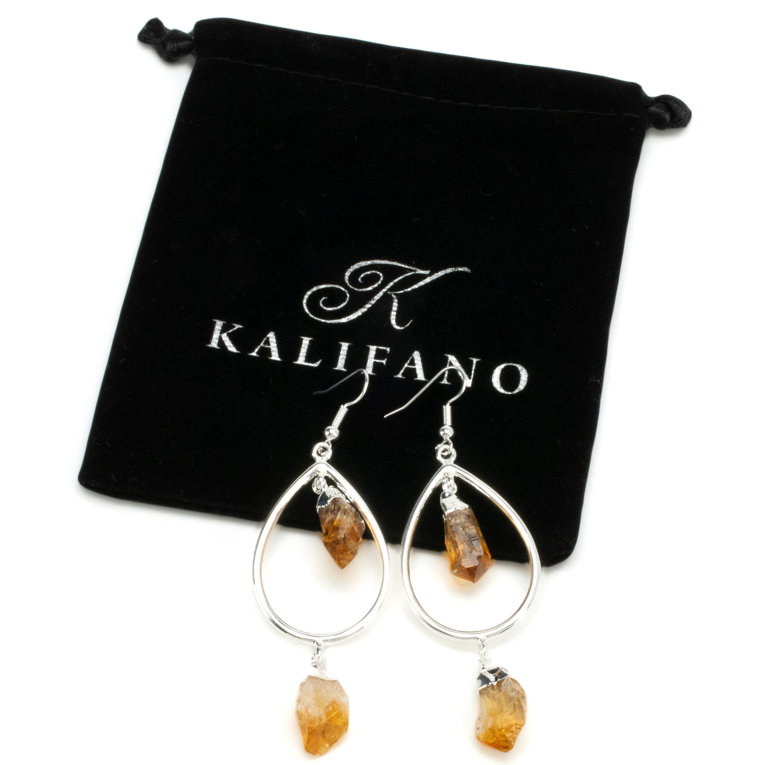 Citrine Crystal Drop Earrings with French Hook