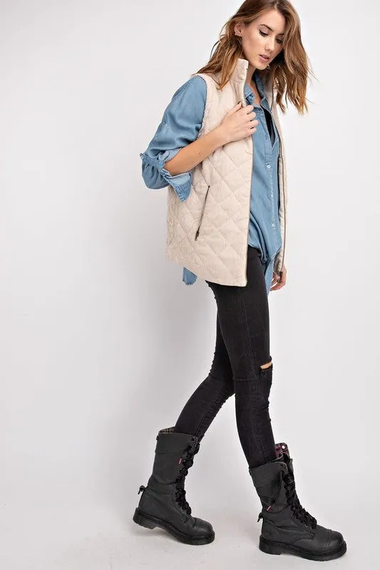 Corduroy Fall Vest in Oatmeal