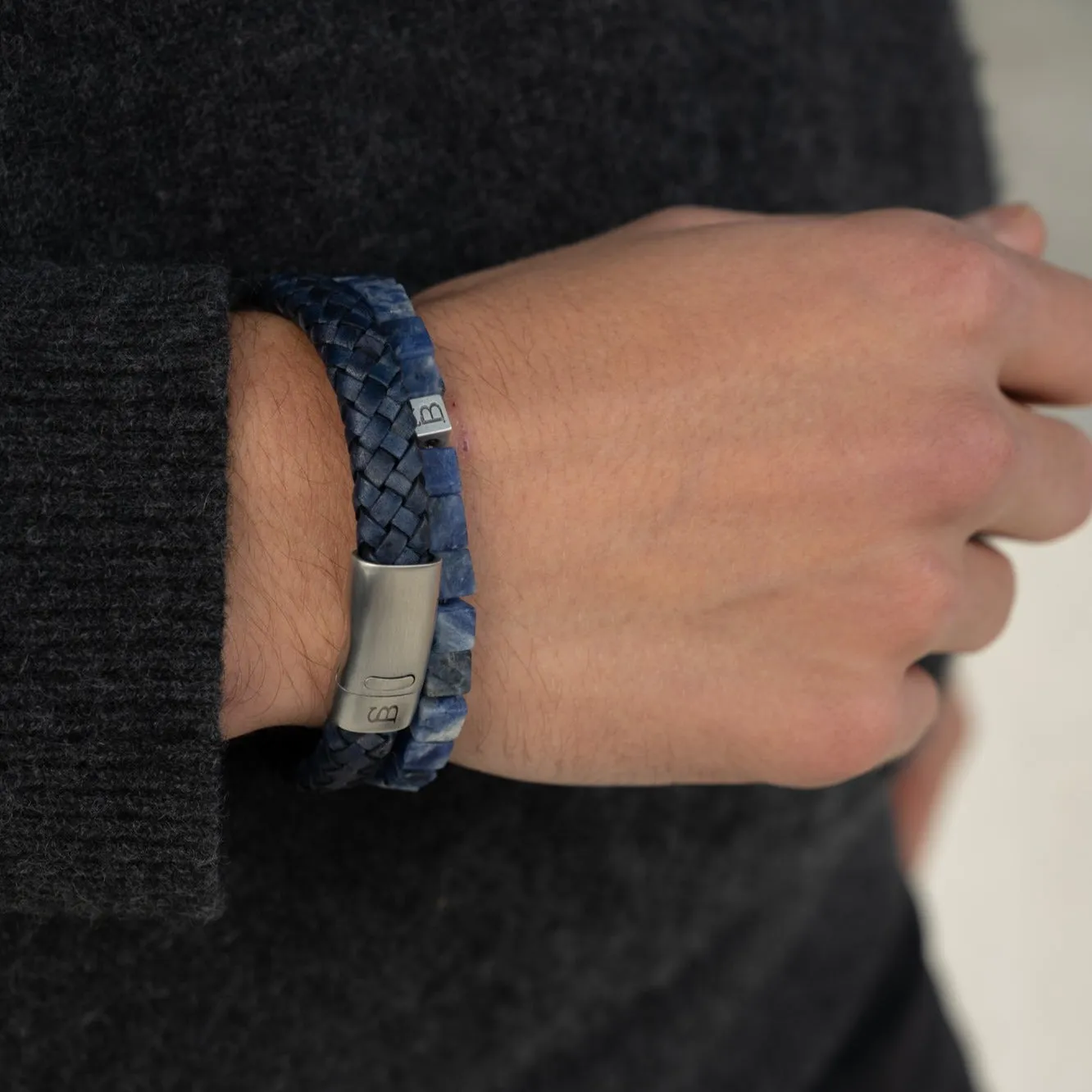 Cornall Leather Bracelet Blue