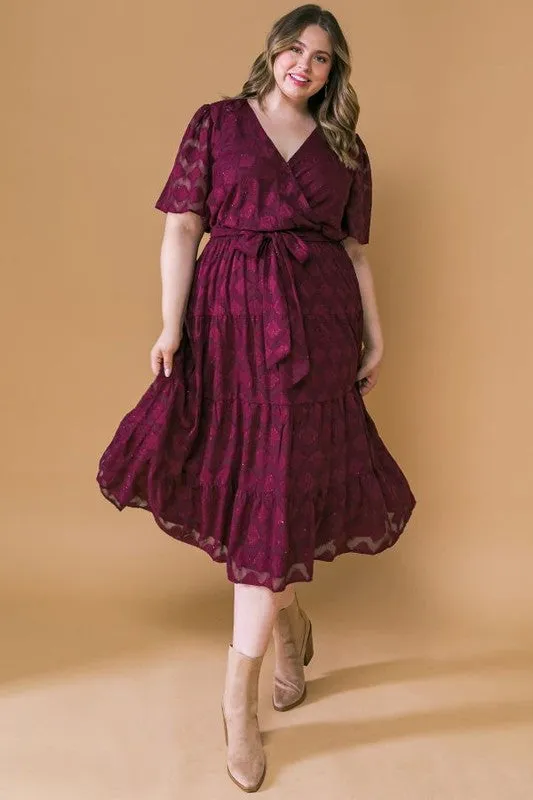 Curvy Burgundy Textured Dress