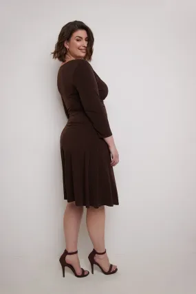 Curvy Form-Fitting Ruched Dress with Tummy Control