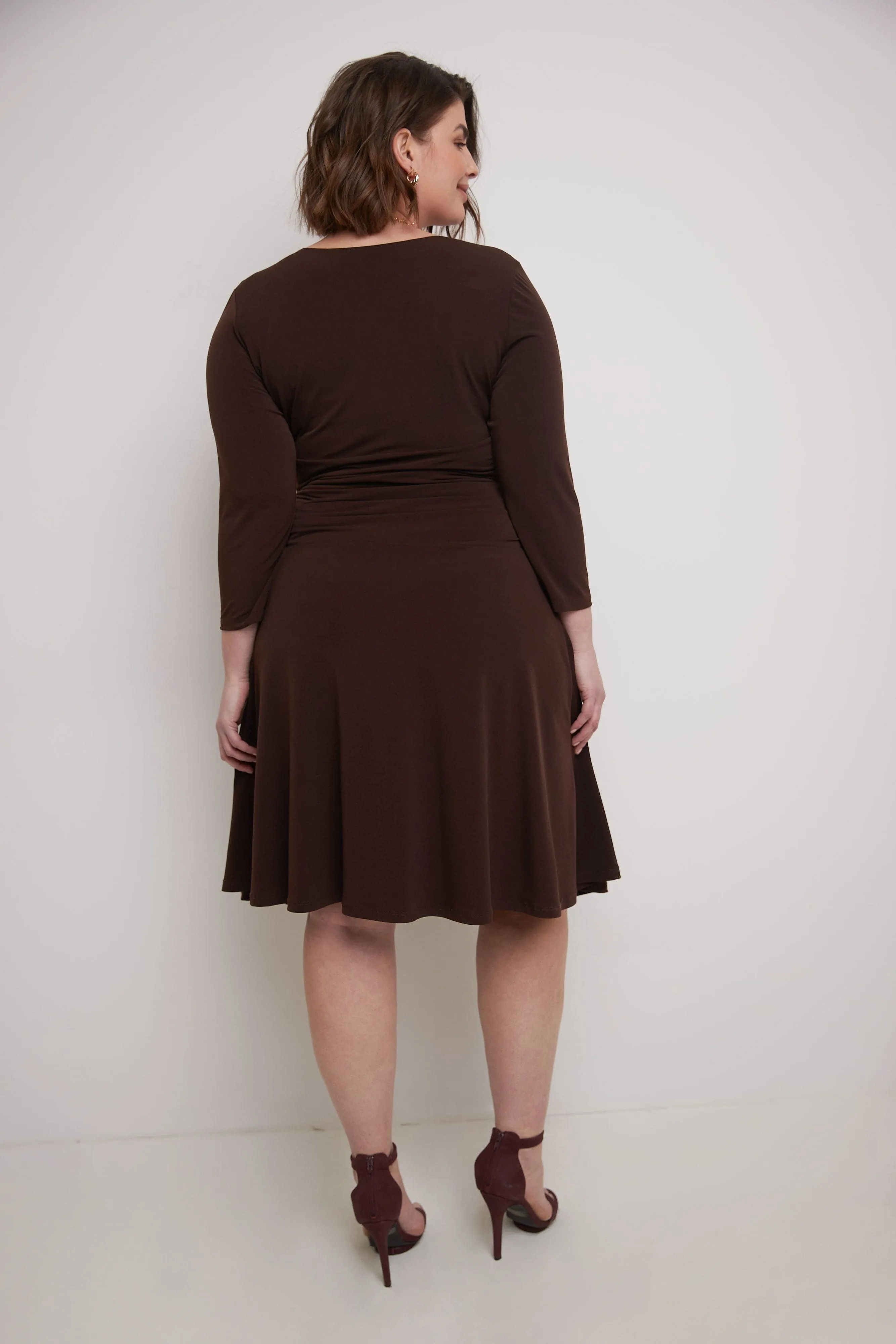 Curvy Form-Fitting Ruched Dress with Tummy Control