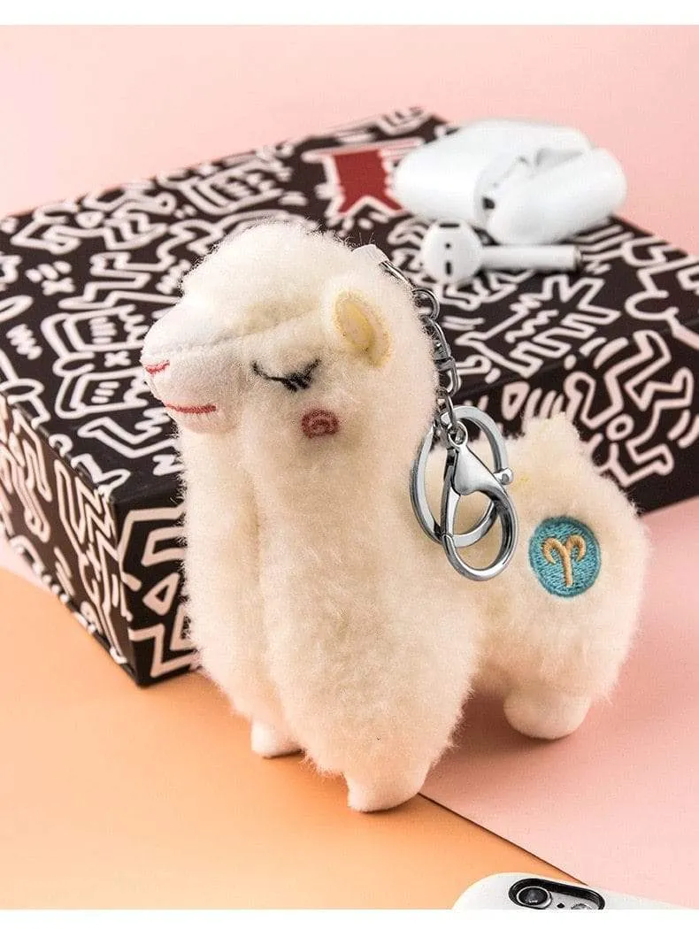 Cute mini alpaca smiling alpaca soft cotton animal plush stuffed doll toy keychain cartoon bag pendant kids girl birthday gift