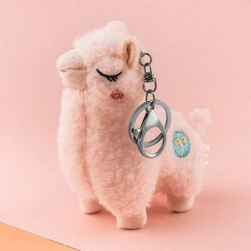 Cute mini alpaca smiling alpaca soft cotton animal plush stuffed doll toy keychain cartoon bag pendant kids girl birthday gift