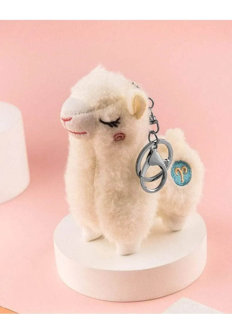 Cute mini alpaca smiling alpaca soft cotton animal plush stuffed doll toy keychain cartoon bag pendant kids girl birthday gift