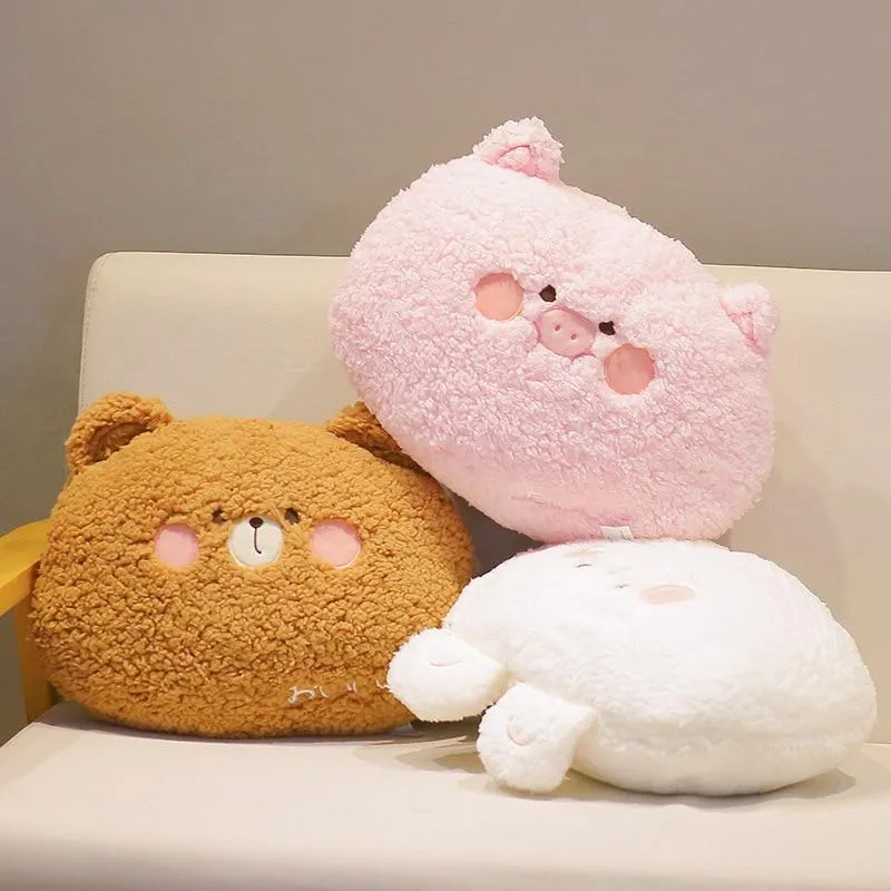 Cute Plush Animals Pillow Soft Lovely Brown Teddy Bear Rabbit Frog Tiger Pig Doll Sofa Chair Cushion For Girls Birthday Gifts