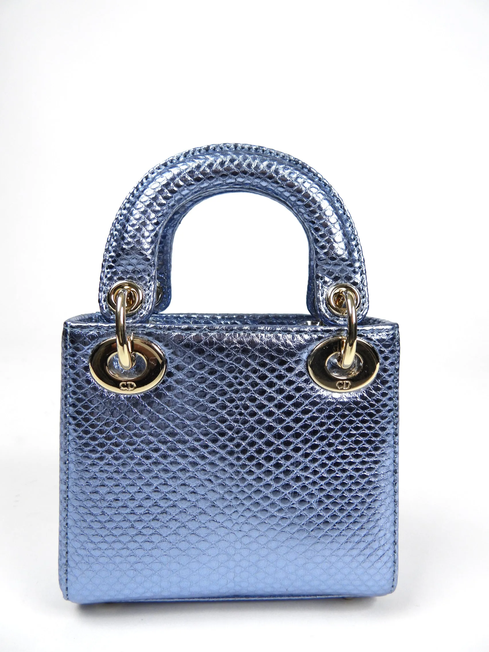 Dior Micro Lady Bag Metallic Light Blue Karung Lizard