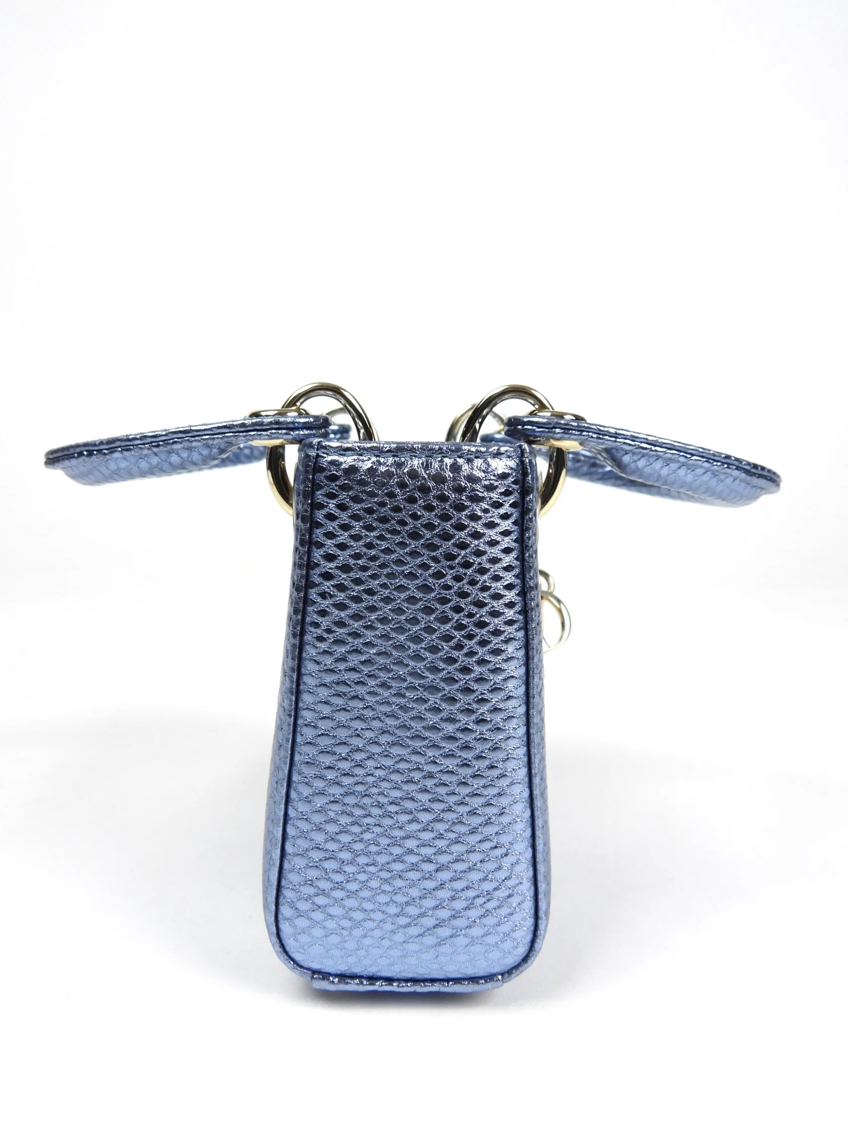 Dior Micro Lady Bag Metallic Light Blue Karung Lizard