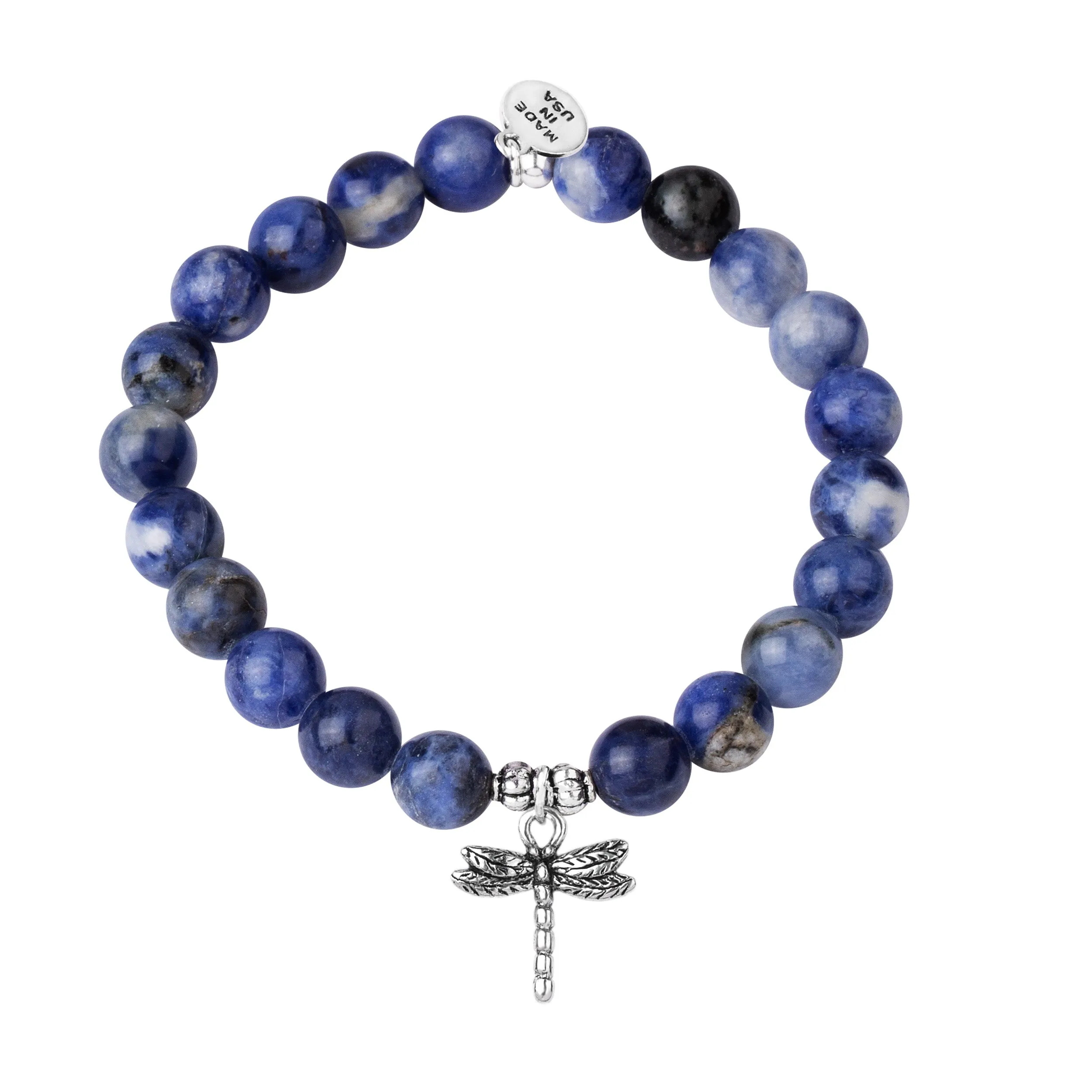 Dragonfly | Stone Beaded Charm Bracelet | Sodalite