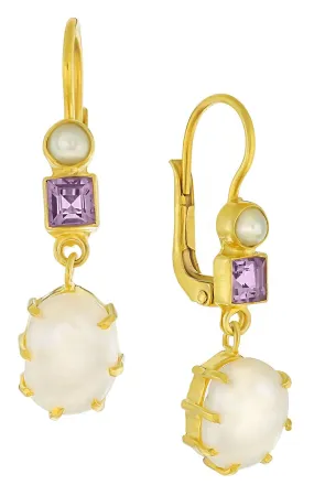 Duchess Of Kent Pearl and Amethyst Earrings