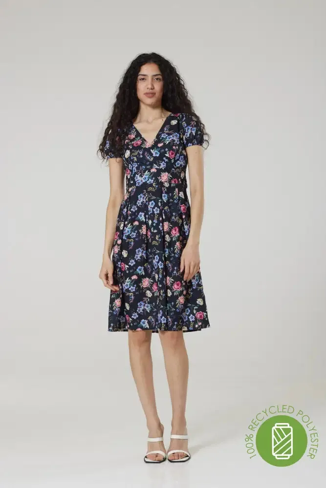 Edwina V Neck Midi Tea, Wrap Dress