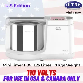 Elgi Ultra Wet Grinder Mini T with timer, 1.25 Litres, 110 Volts for use in USA & Canada only