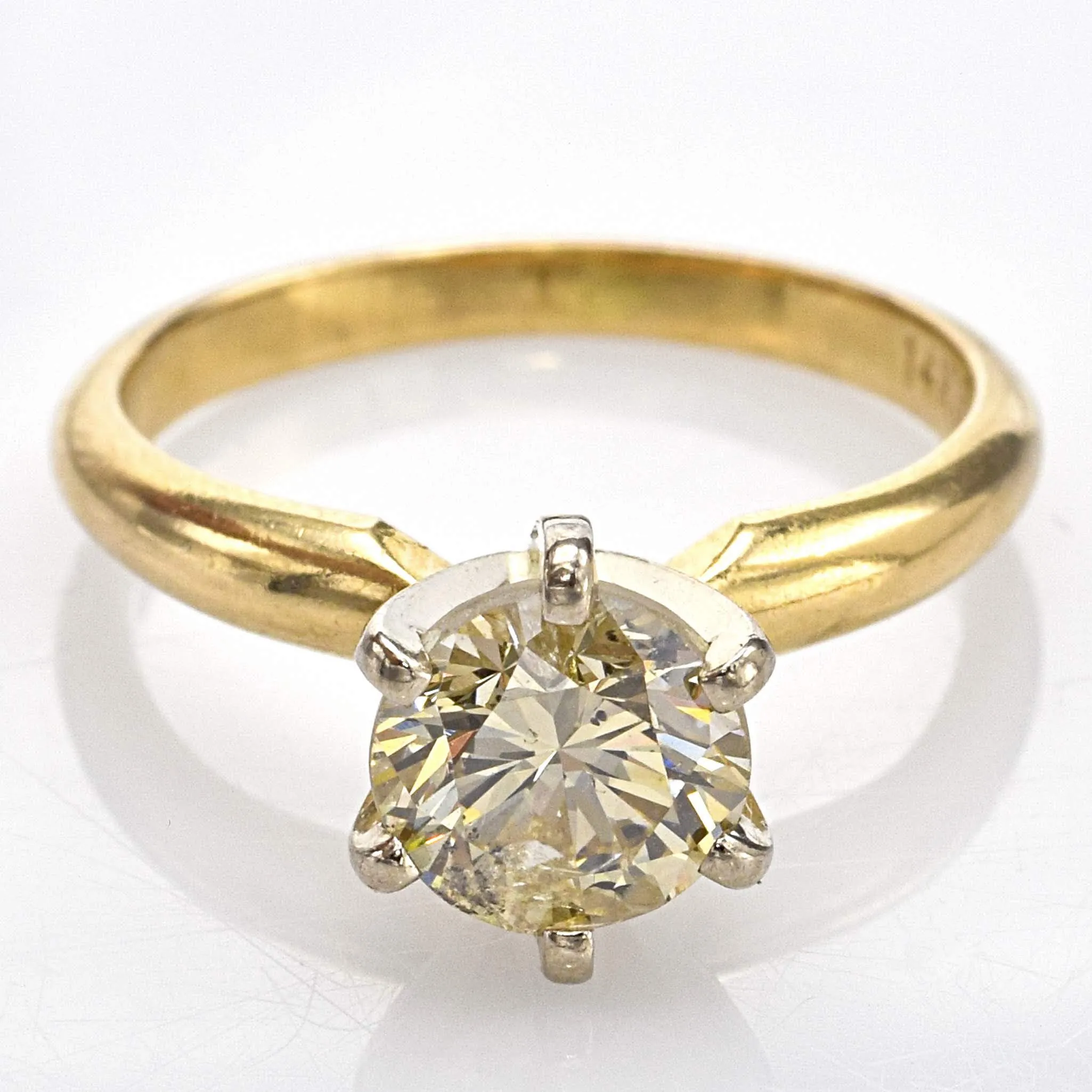 Estate 14K Yellow Gold 1.03 Ct Fancy Yellow Diamond Solitaire Band Ring