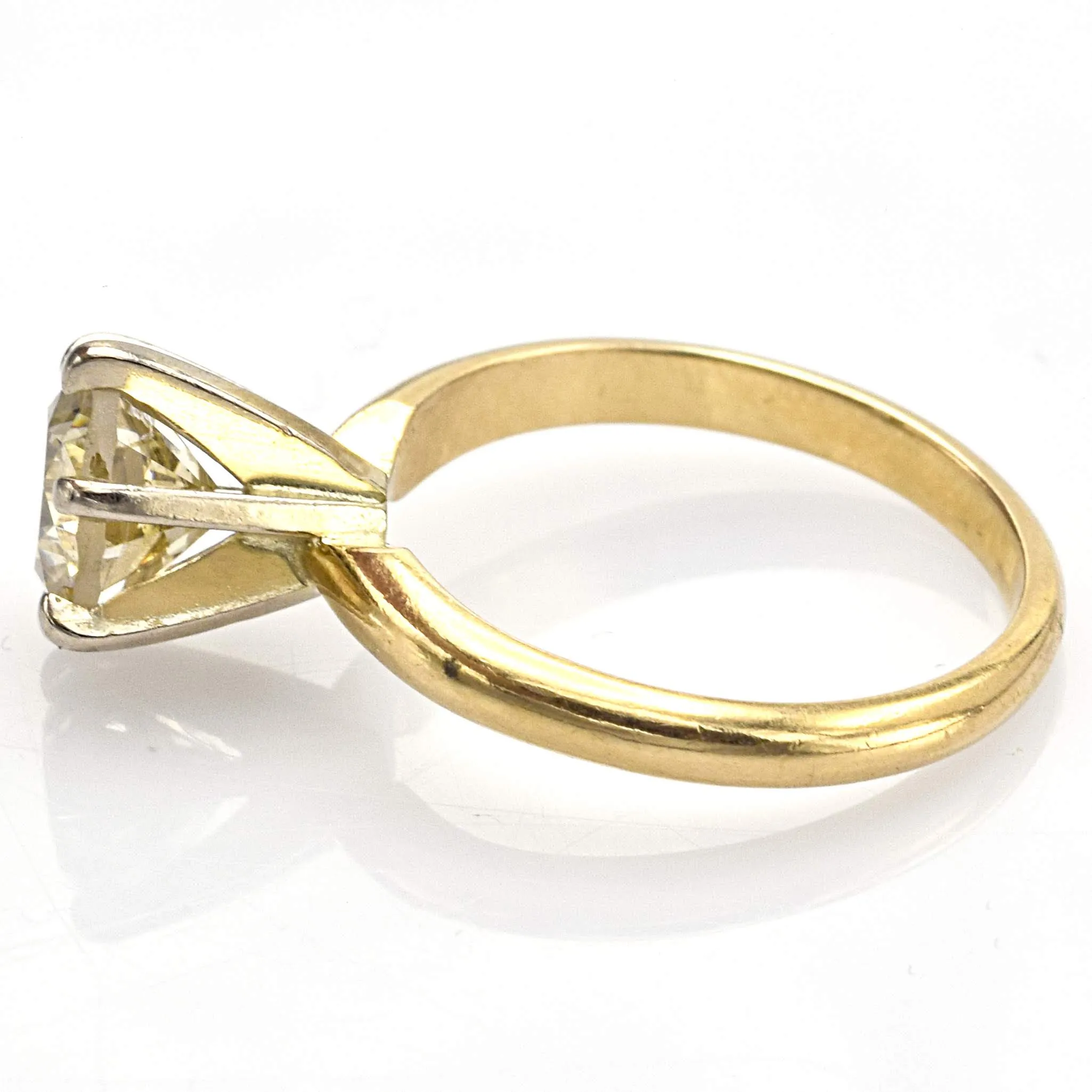 Estate 14K Yellow Gold 1.03 Ct Fancy Yellow Diamond Solitaire Band Ring