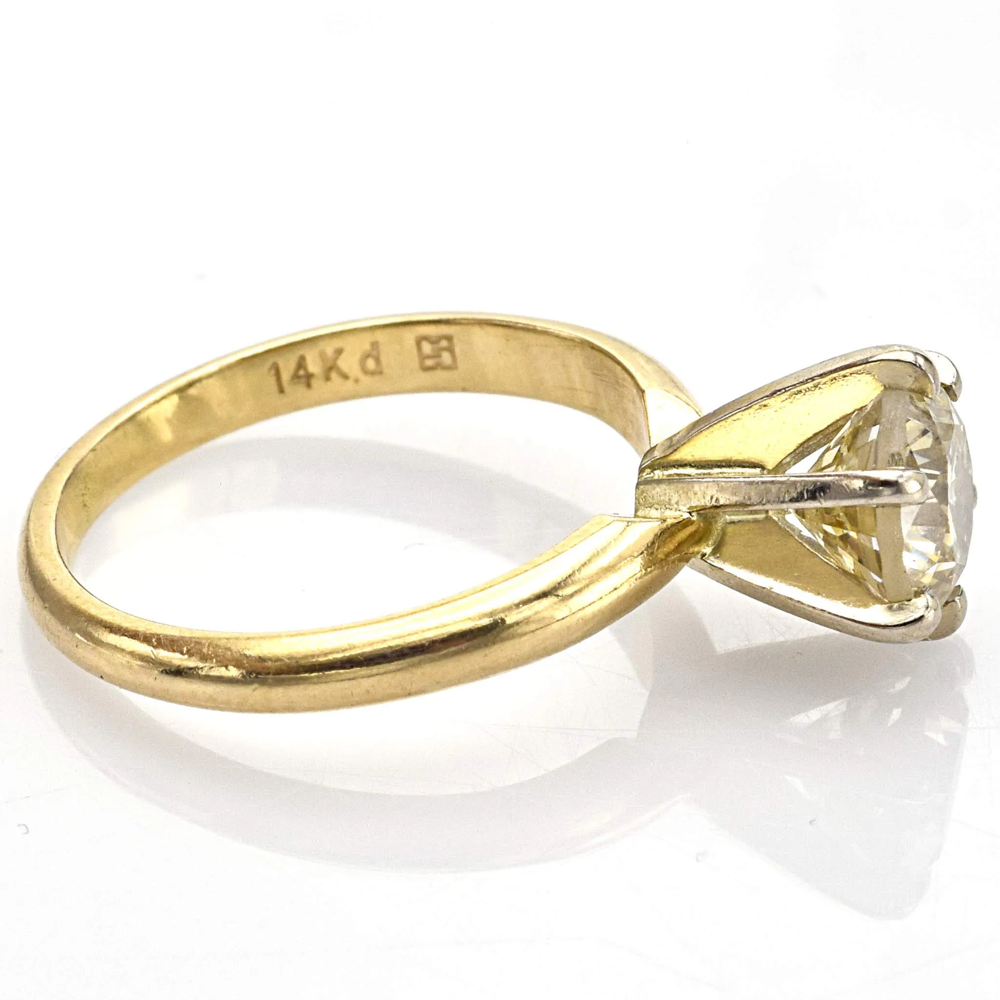 Estate 14K Yellow Gold 1.03 Ct Fancy Yellow Diamond Solitaire Band Ring