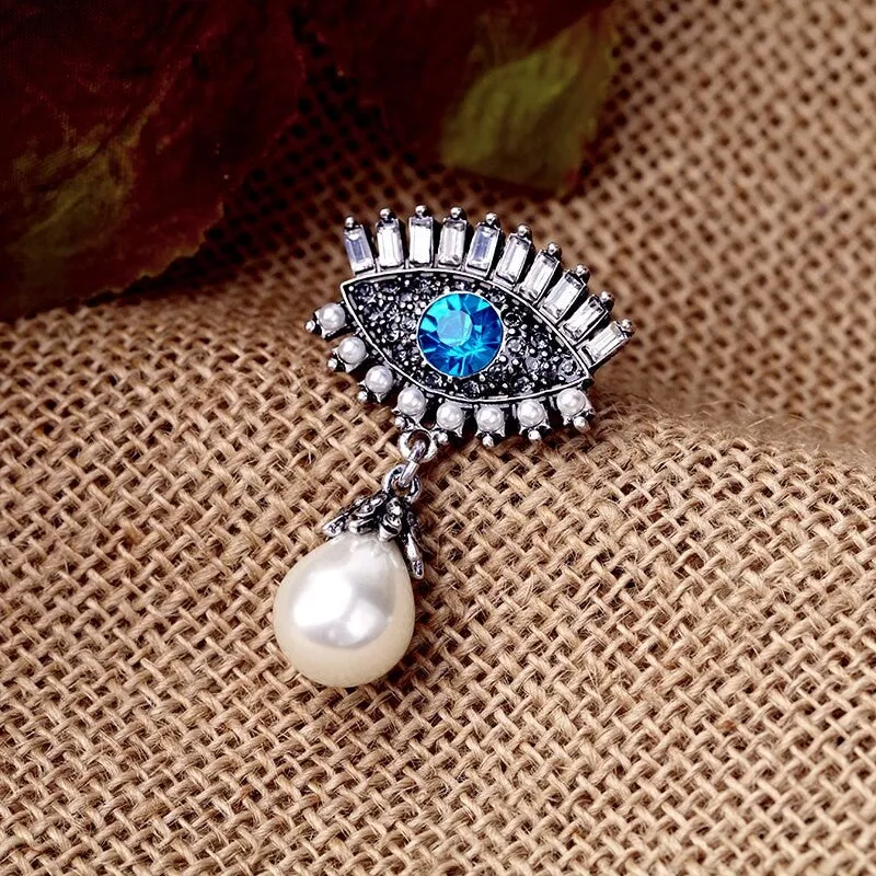 Evil  Eye with Pearl  Brooch