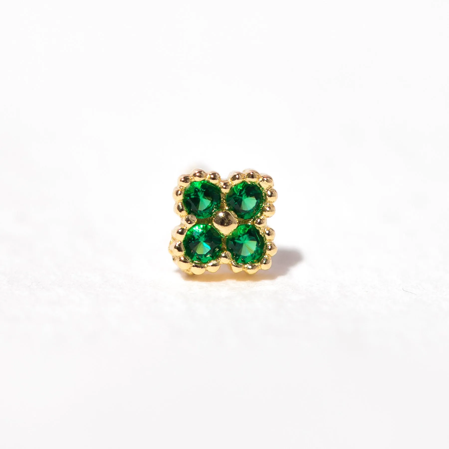 Fine Emerald Clover Stud