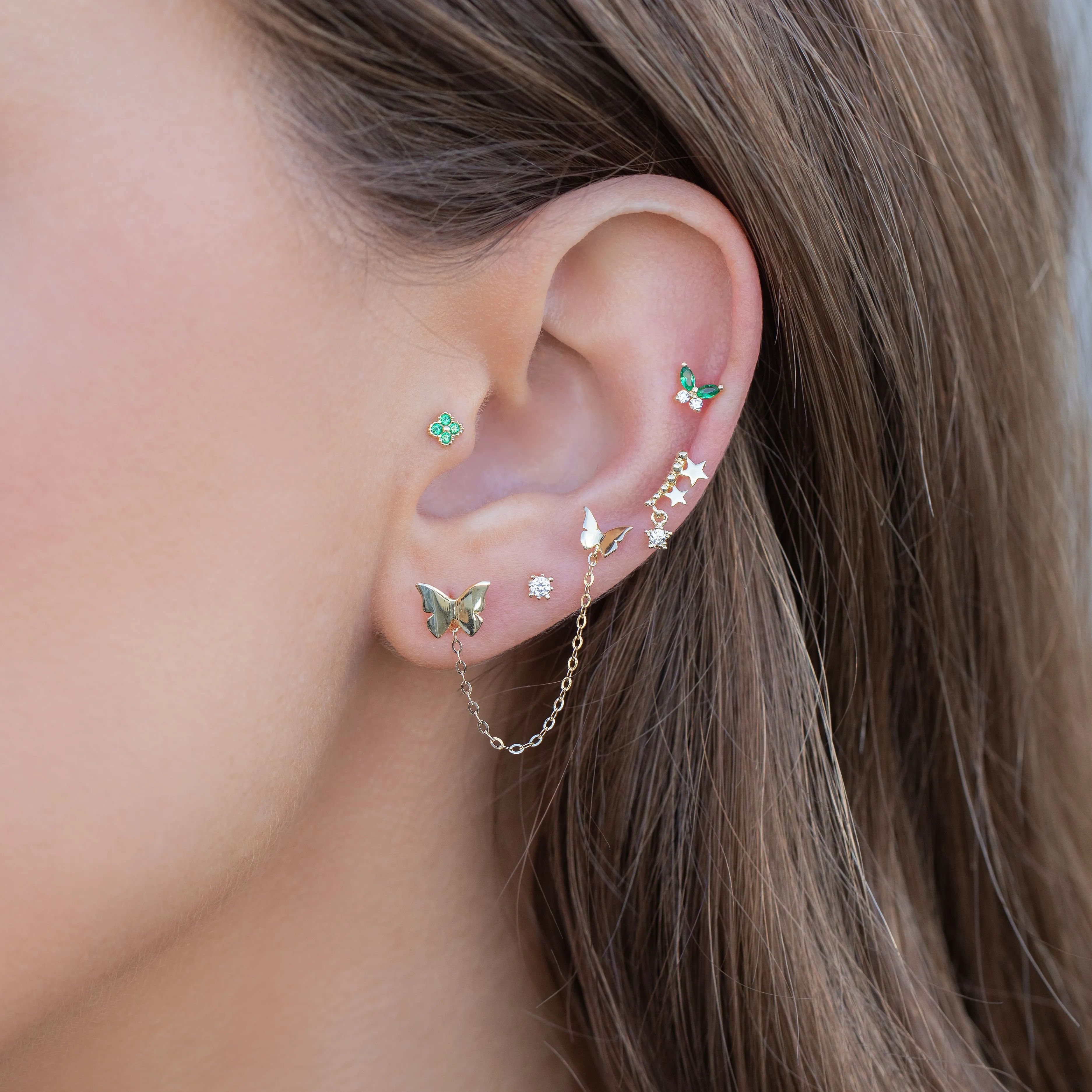 Fine Emerald Clover Stud