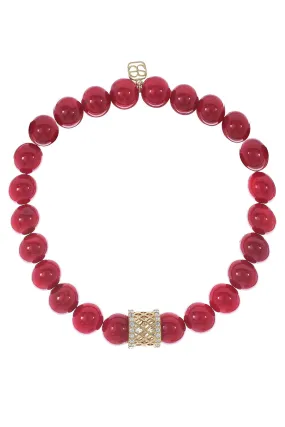 Fishnet Rondelle Coral Charm Bracelet