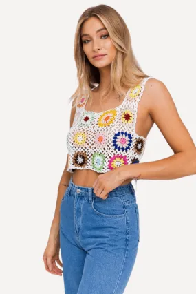 Floral Cropped Crochet Top