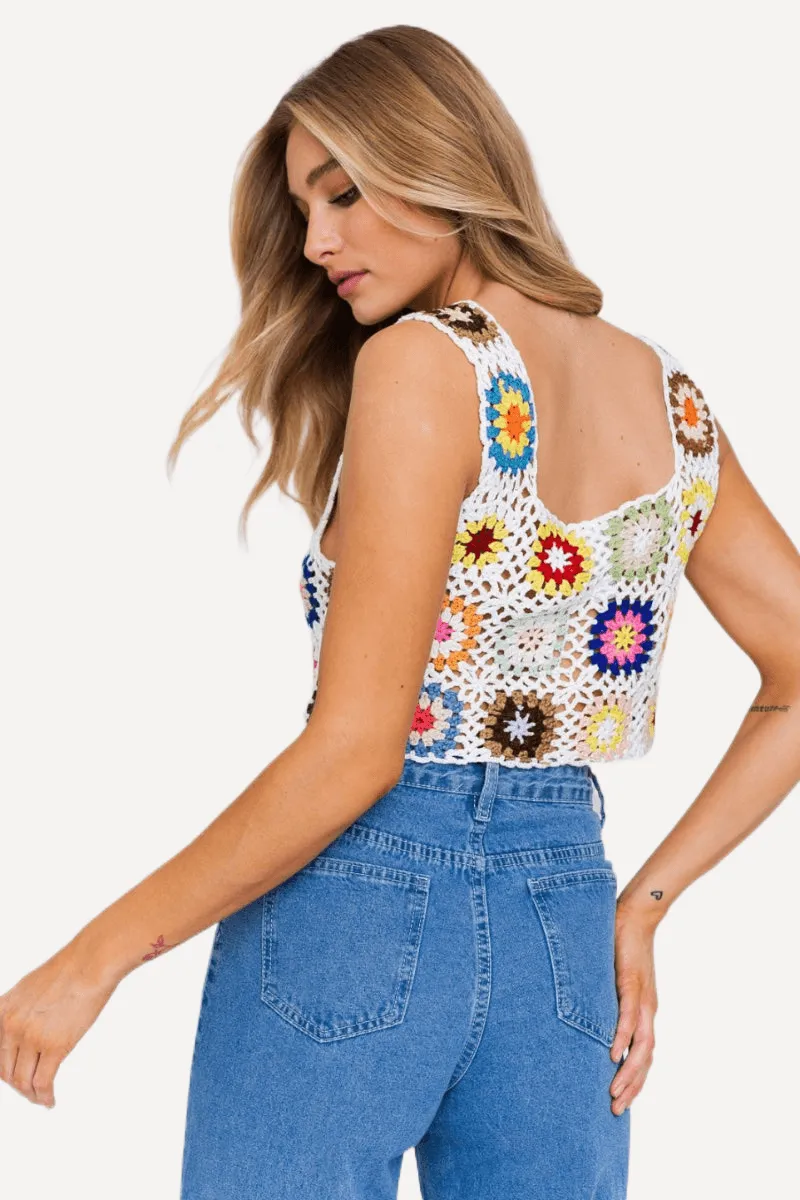 Floral Cropped Crochet Top