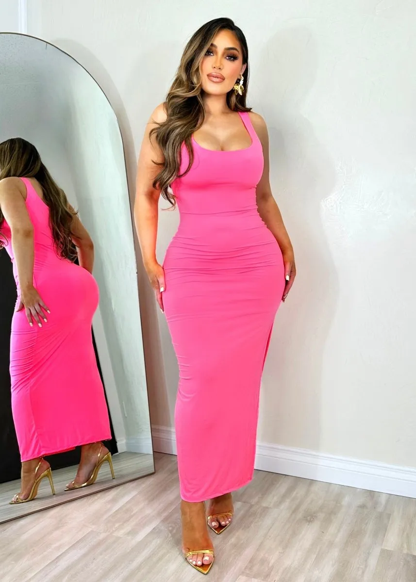 Free Spirit Maxi Dress Neon  Pink