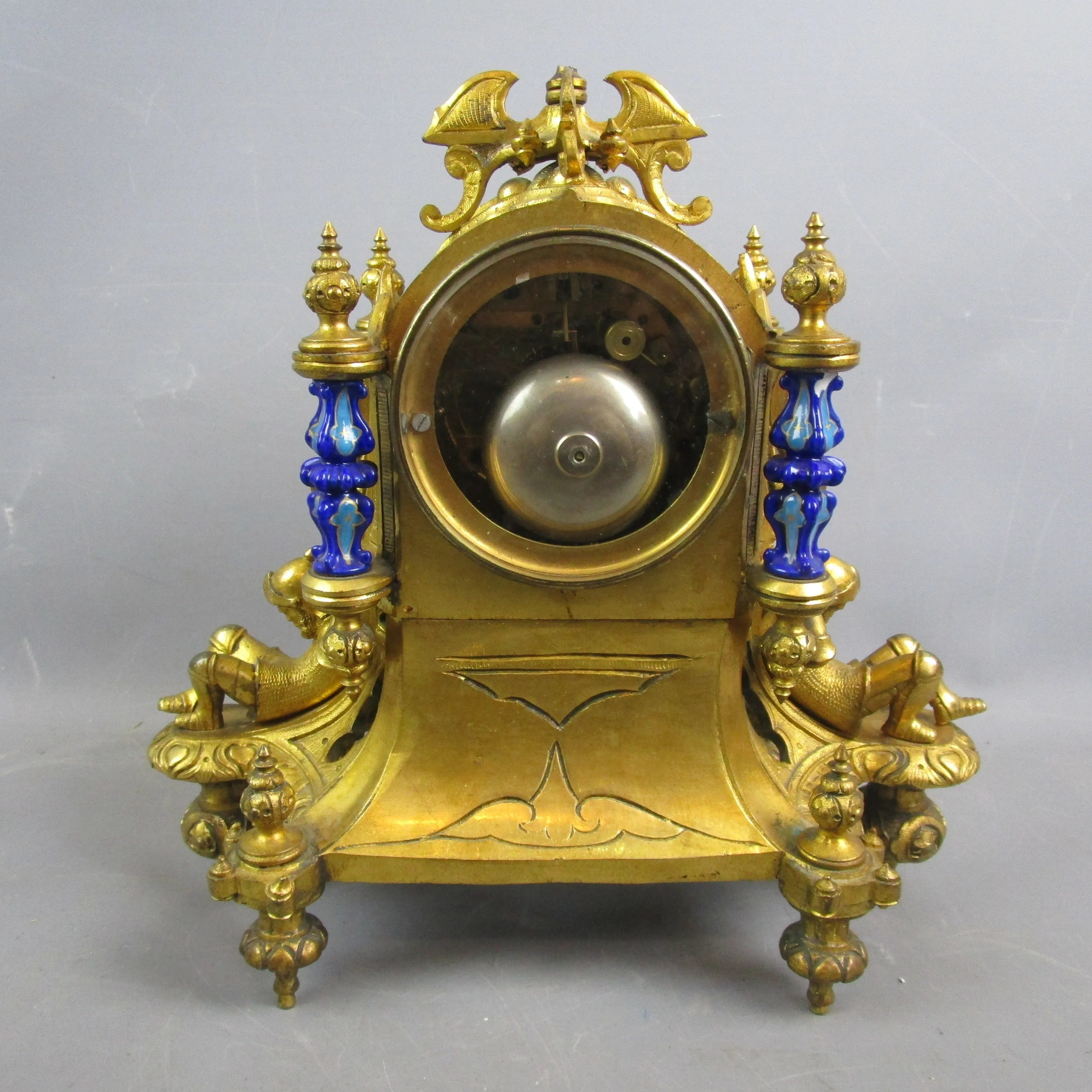 French Ormolu Mantle Clock with Severs Panels And Columns by Howell And James Paris Antique Victorian c1860