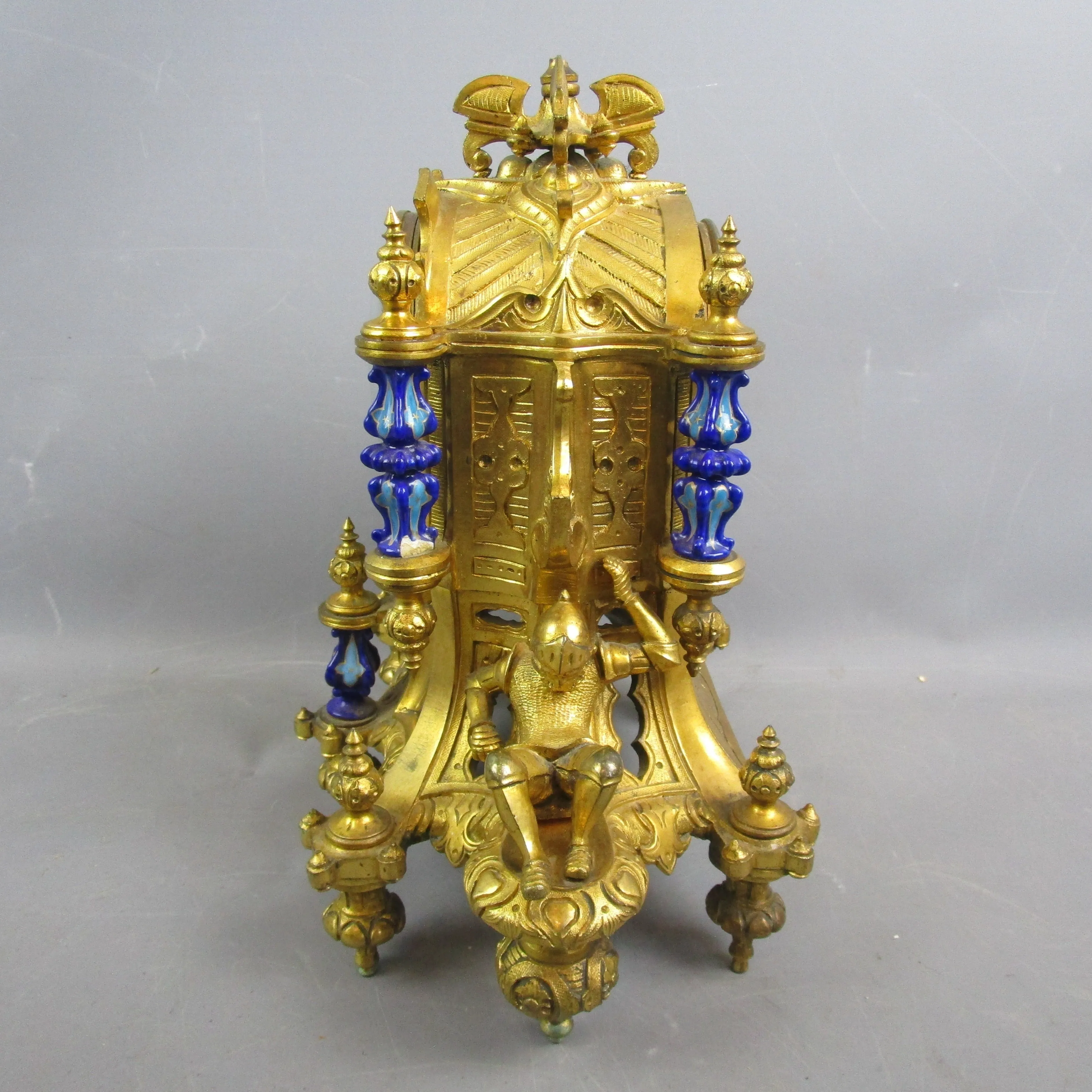 French Ormolu Mantle Clock with Severs Panels And Columns by Howell And James Paris Antique Victorian c1860