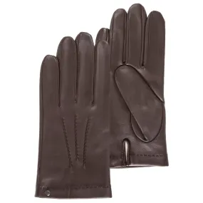 Gants Homme cuir d'agneau et soie Marron