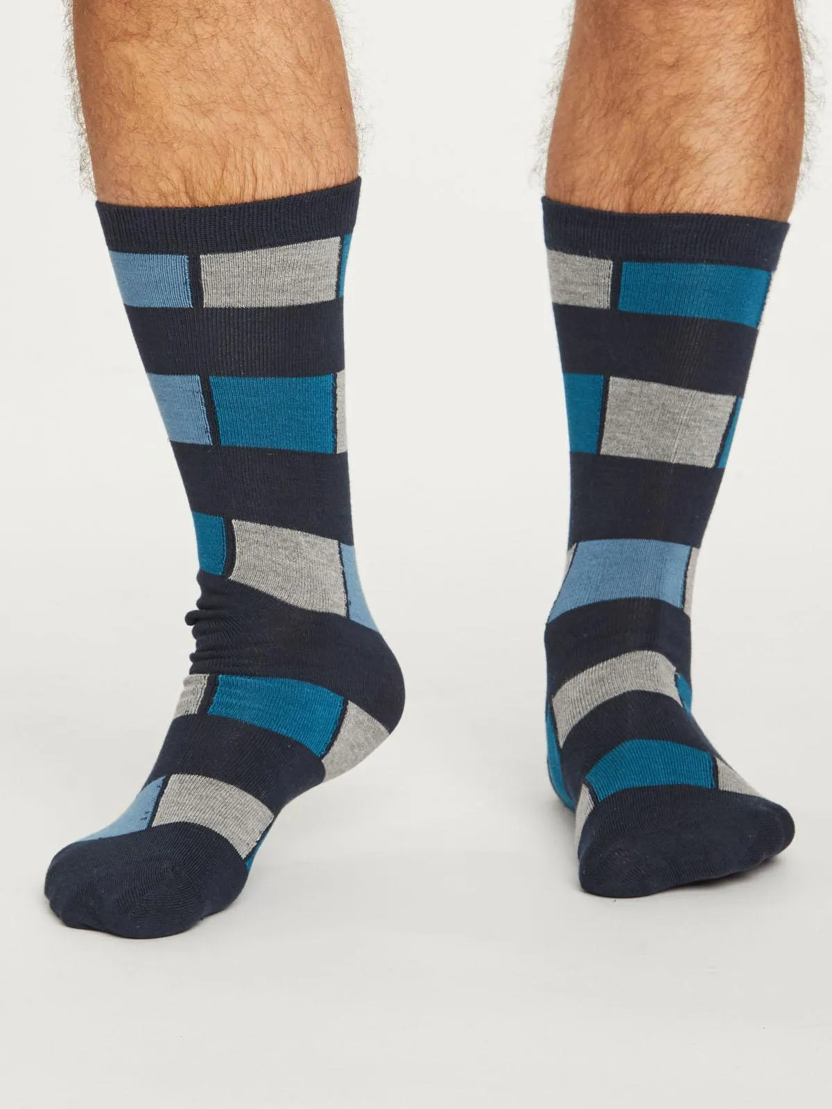 Geo Stripe Socks - Midnight Navy