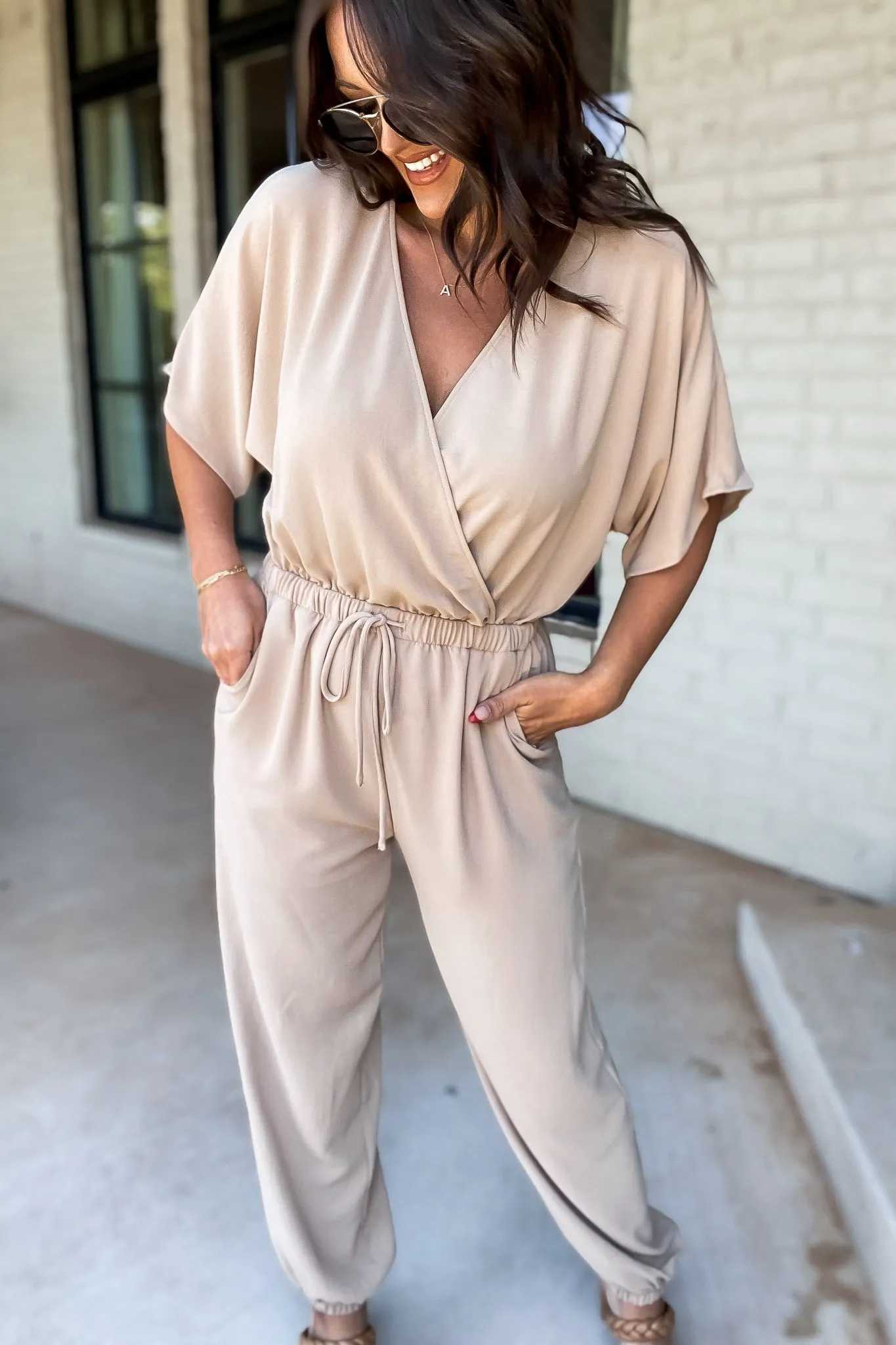 Gilli Dolman Sleeve Surplice Jumpsuit