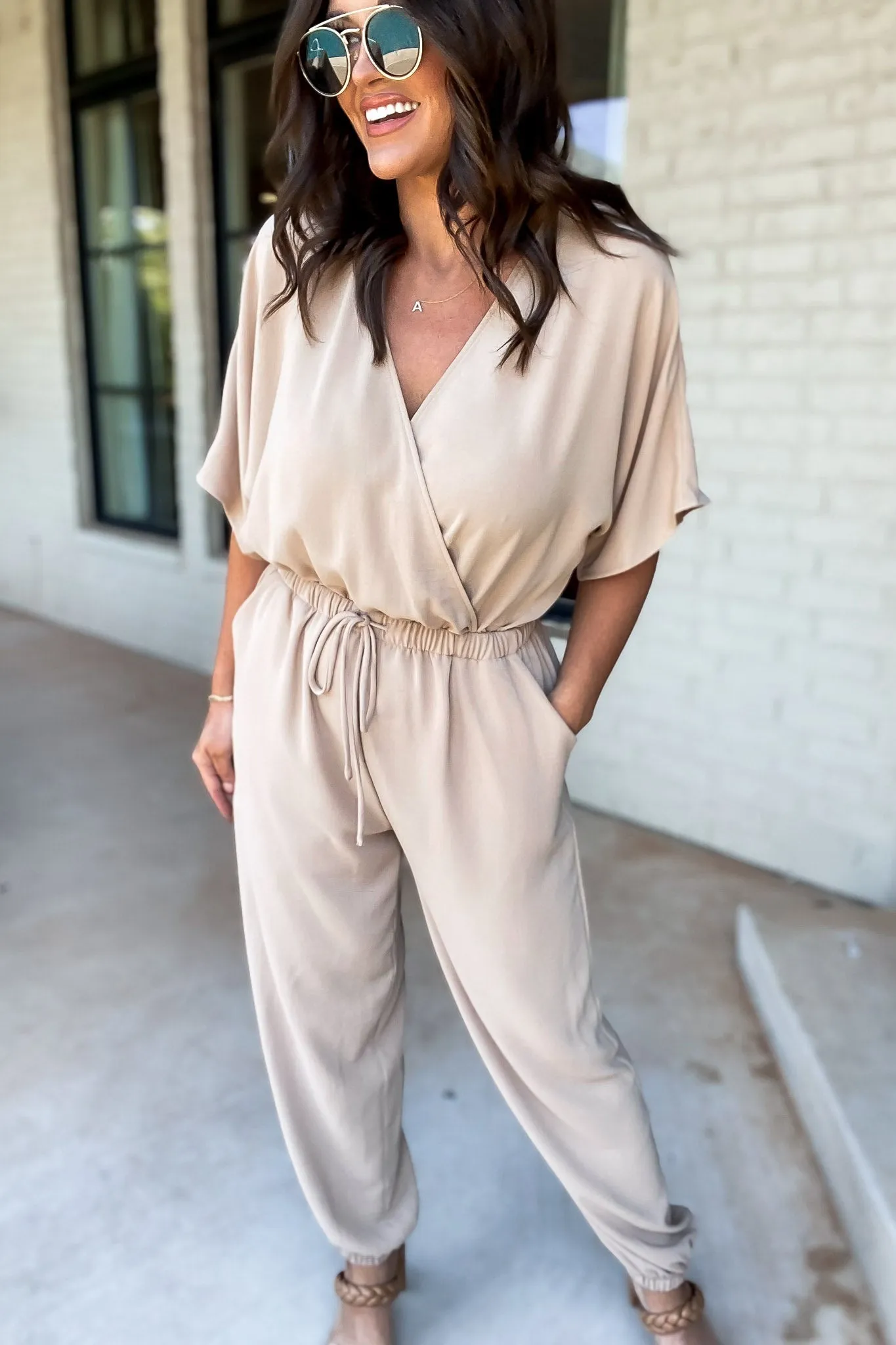 Gilli Dolman Sleeve Surplice Jumpsuit